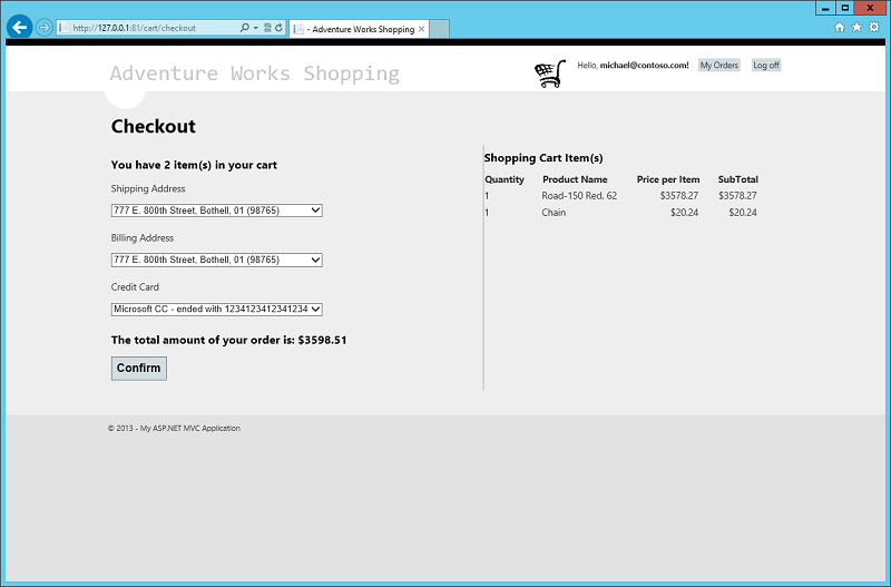 Figure 7 - Specifying the billing information for an order