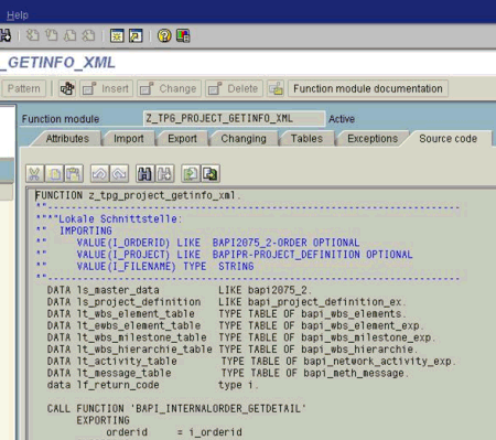 Source code for the project export function