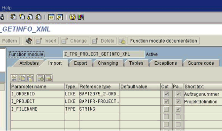 Creating the import parameters