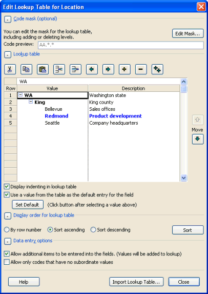 Hierarchical lookup tables for Text custom fields