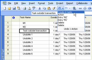 Using an undo transaction set