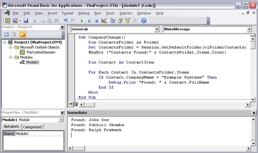 Using the Immediate Window for Output