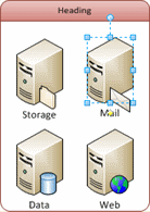 Individual shapes in a container