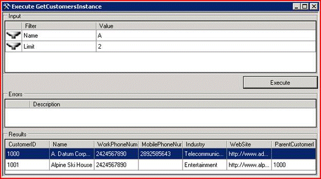 GetCustomersInstance method results