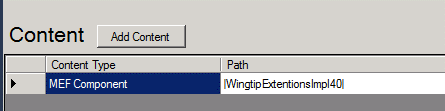 MEF component added to Content section