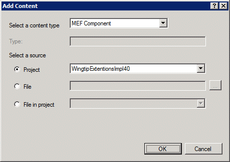 Add Content dialog box