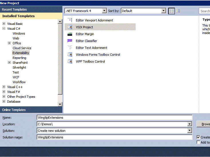 VSIX Project template in Visual Studio