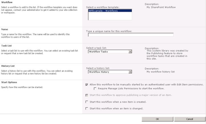 Workflow choices form