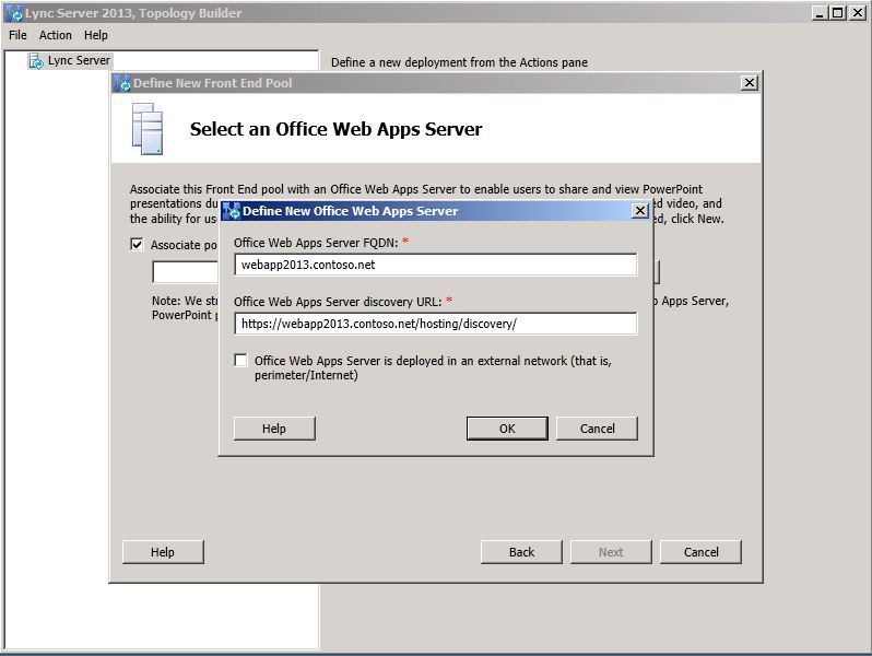 Define New Office Web Apps Server FQDN properties