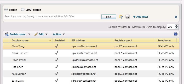 Lync Server Control Panel, Move User dialog