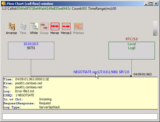 Call flow diagram message details.