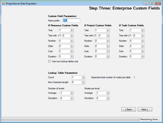 Project Server data populator - Step 3