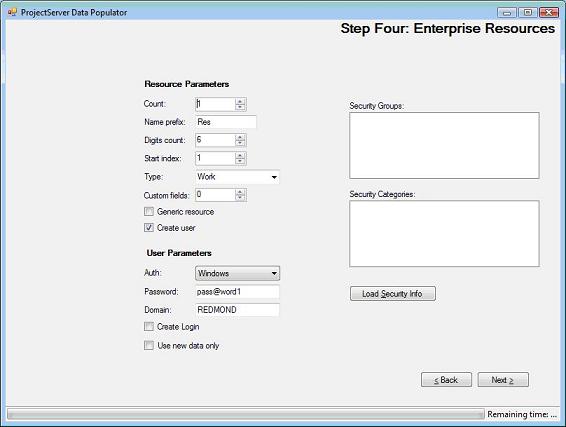 Project Server data populator - Step 4