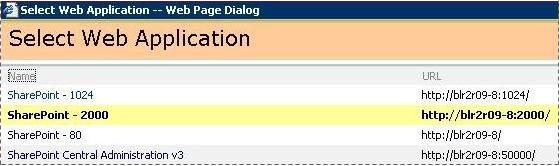 Office SharePoint Server - Web application dialog