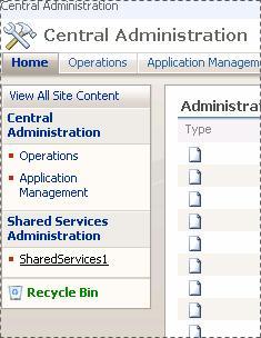 Central Administration - Shared Services Admin