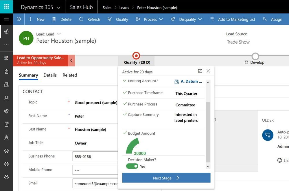 Custom controls in a business process flow