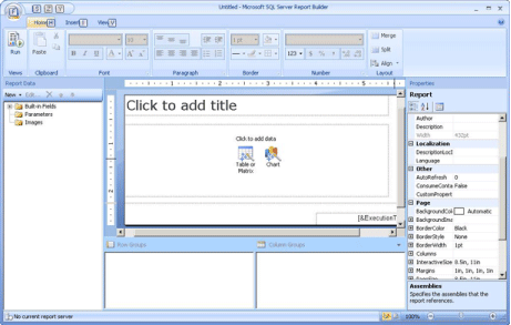 Design surface of Report Builder 2.0