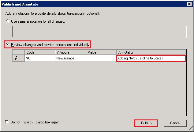 Excel - Publish and Annotate Dialog Box