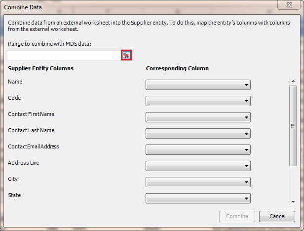 Excel - Combine Data Dialog Box