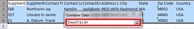 Excel - Combine Data Dialog Box - Minimized