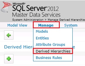 Manage Menu - Derived Hierarchies Selected