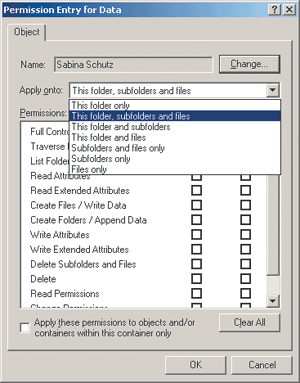 Figure 2 Specifying Where to Apply Permissions