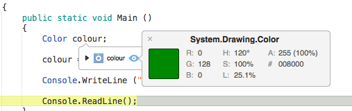 Debug visualizations