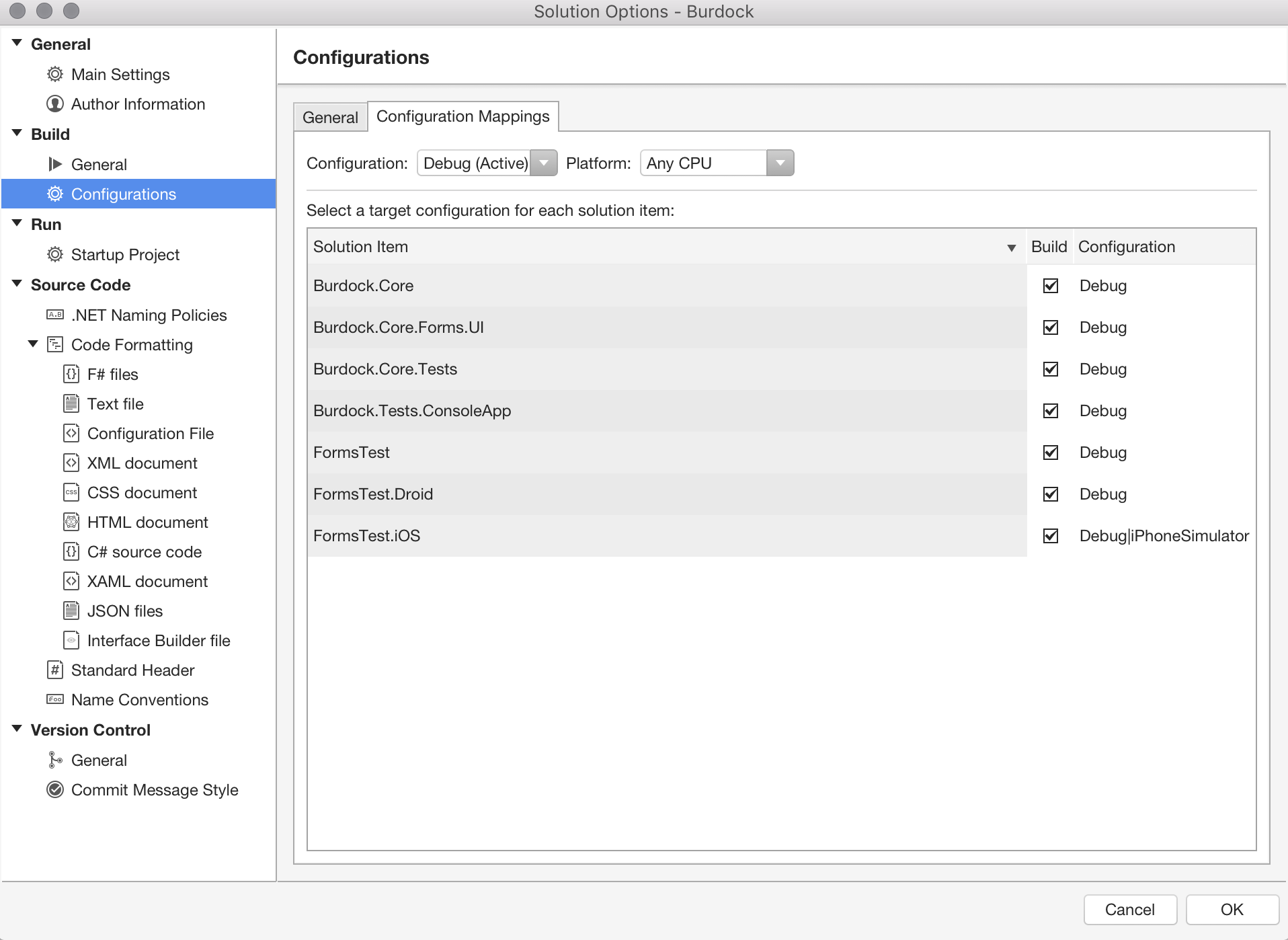 Configuration Mapping Options