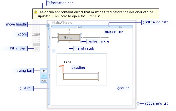 Design view features in the WPF Designer