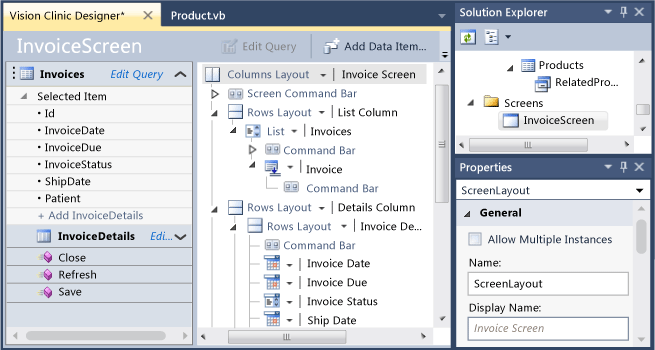 The InvoiceScreen layout