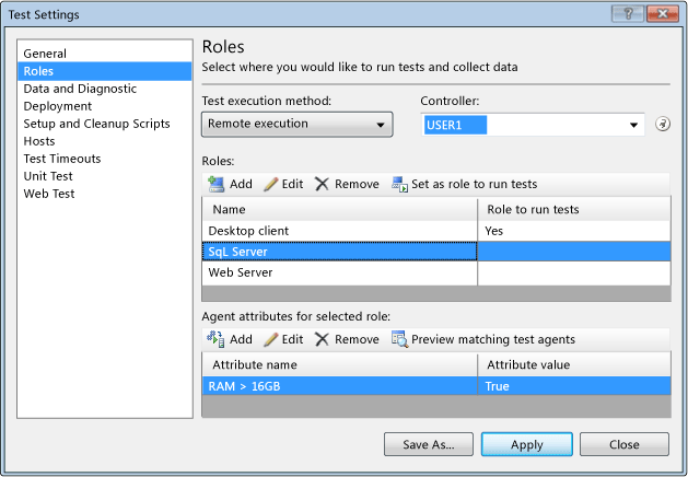 Test setting role