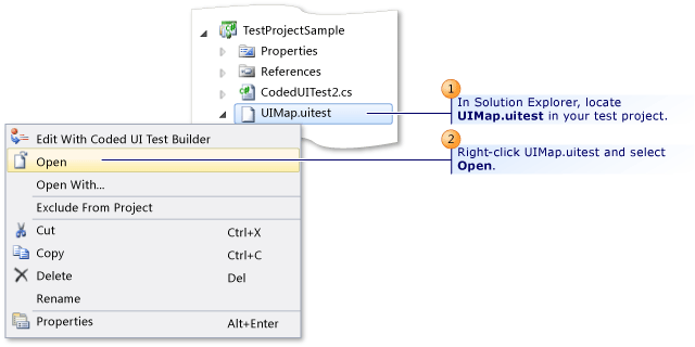 Context menu Edit With Coded UI Test Builder