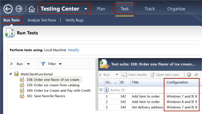 Running test cases with different configurations