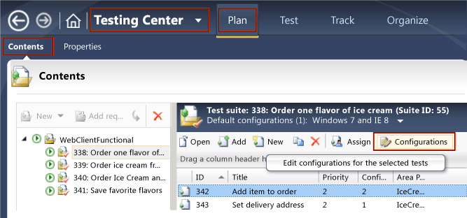 Opening test configurations for test cases