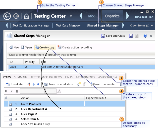 Create a Copy of Shared Steps