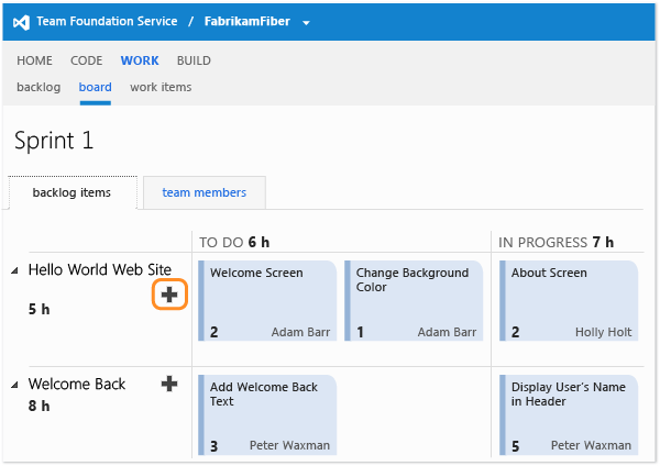 Add a task directly on the task board