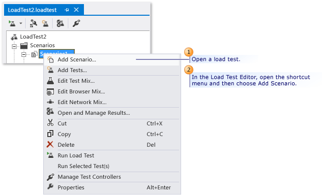 Adding a scenario to a load test