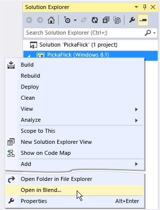 Open in Blend command in Visual Studio