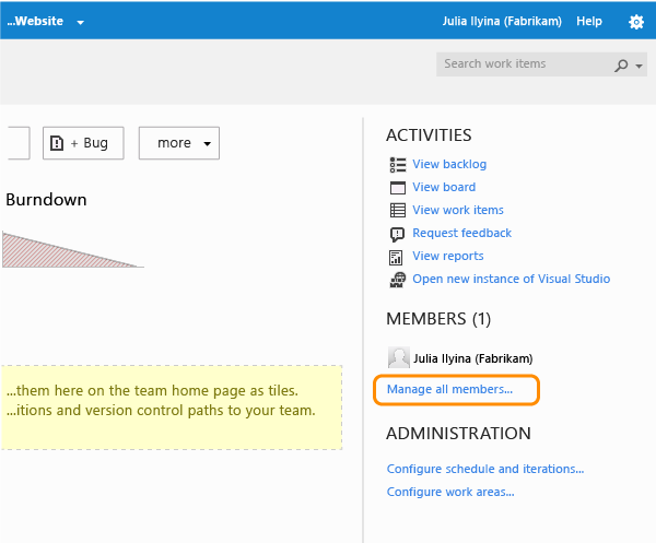 Manage members for a team or team project