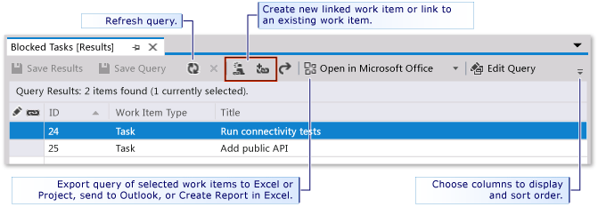 Flat list query results (Team Explorer)