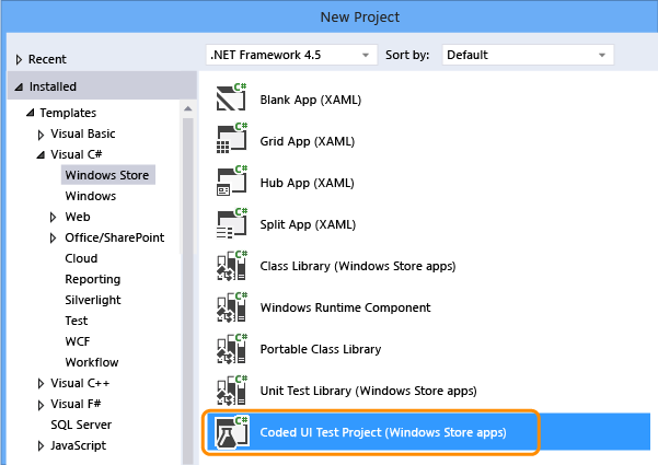 New coded UI tet project (Windows Store Apps)