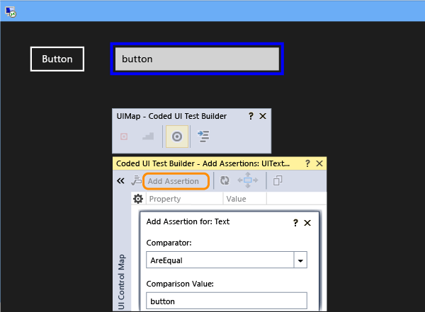 Choose testbox with cross-hair and add assertion