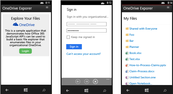 OneDrive Explorer app using Office 365