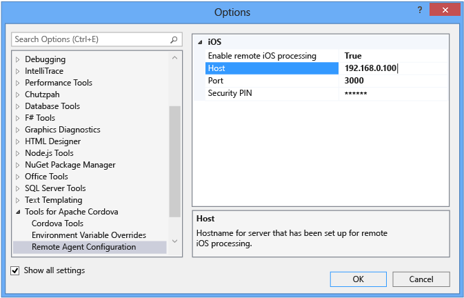 Configuring the remote agent in Visual Studio