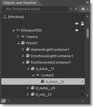 Objects and Timeline panel showing a Viewport3D