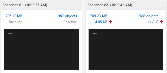 The baseline snapshot and snapshot 2