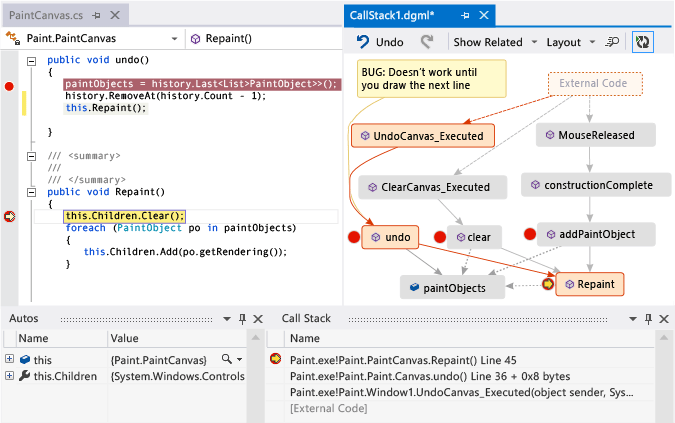 Add new method call to call stack on code map