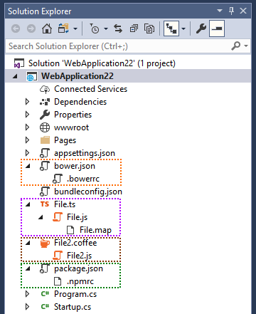 File nesting in Solution Explorer