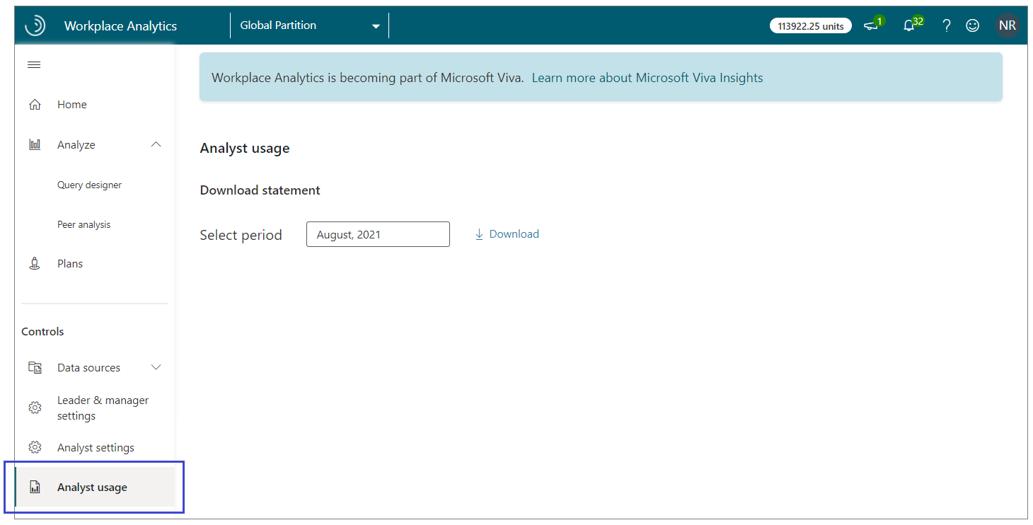 Download analyst usage report