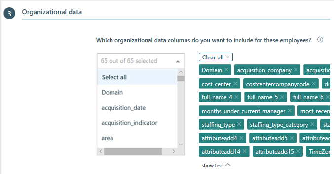 Organizational data section.